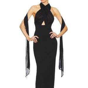 HELSA Black Amber Halter Dress
